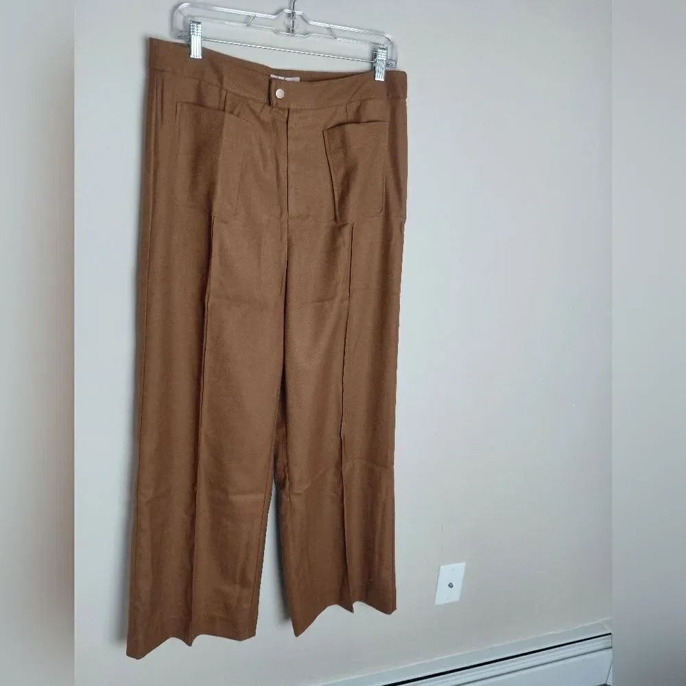 See U Soon Pants SIZE 10 SUPER High Rise Wide Leg Pant In Camel. NWT